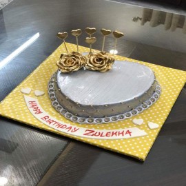 silver golden fondant cake