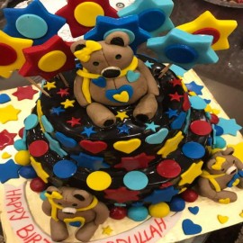 blue teddy bear cake